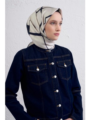 Armine Geometrik Desenli Saf Ipek Twill Eşarp 9441D 02