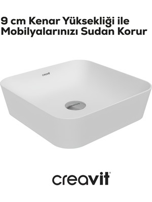 Ultra Kare Beyaz Deliksiz Lavabo 40 Cm UL040
