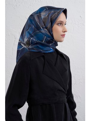 Armine Çiçek Desenli Saf Ipek Twill Eşarp 9406D 83