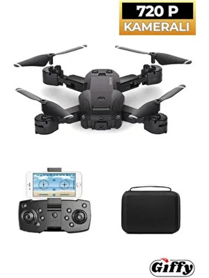 Başlangıç Drone 720P Hd Kameralı Drone Katlanabilir Taşıma Çantalı 4 Pervaneli Havada Sabit Kalır