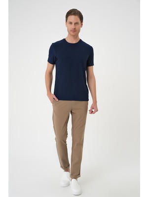 Efor Comfort Fit Bisiklet Yaka Kabartma Desenli Casual Lacivert Tişört Ts 899