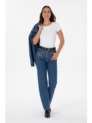 U.S. Polo Assn. Kadın Mavi Straight Fit Jean Pantolon 50312351-DN0022