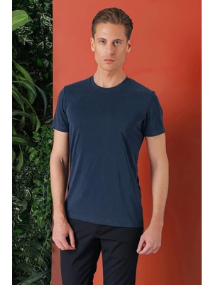 Efor Erkek Ts 878 Slim Fit Lacivert Spor T-shirt