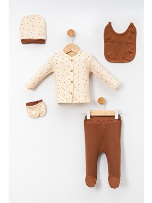 Hastane Çıkışı 100% Pamuk Yıldızlı Baskılı Yenidoğan 5li Set Bebek Kıyafeti