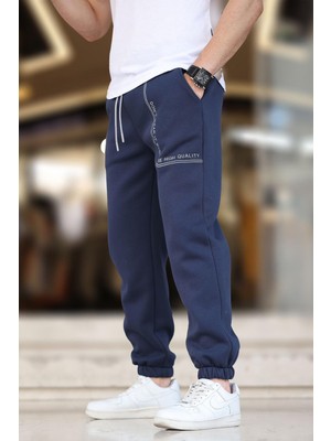 Lacivert Erkek Paçası Lastikli Baskılı Eşofman Altı 6549