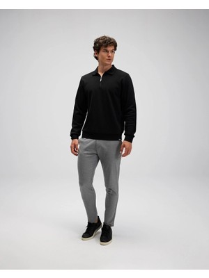Ellesse EM602-BK Erkek Siyah Yarım Fermuarlı Polo Sweat
