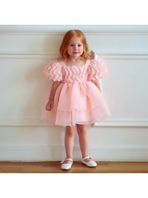 Meta Moda Kız Çocuk Abiye Pembe Elbise A Kesim Silüet Özel Günler İçin Trend Tasarım
