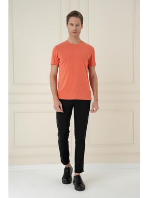 Efor Erkek Comfort Fit Bisiklet Yaka Modal Kumaş Kısa Kollu Turuncu Tişört TS 895