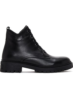 Kadın Siyah Fermuarlı Casual Deri Bot 25WFD410818