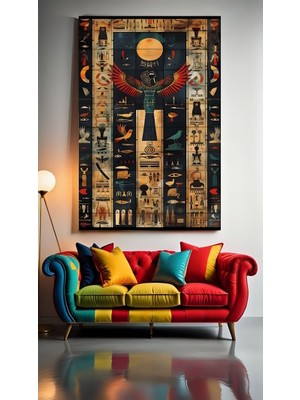 Özkacar Group Atik Mısısr Motifleri Iıı Ev Duvar Salon Güzellik Salonu Ofis Dükkan Dekarasyon Kanvas Tablo