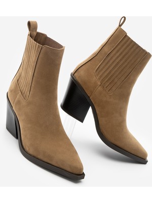 Marjin Kadın Western Bot Erbe Taba Süet