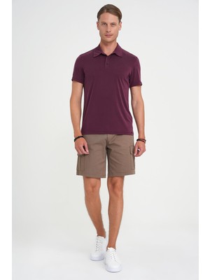 Efor Erkek Comfort Fit Modal Karışım Kıvrılmaz Polo Yaka Mürdüm Tişört TS 903