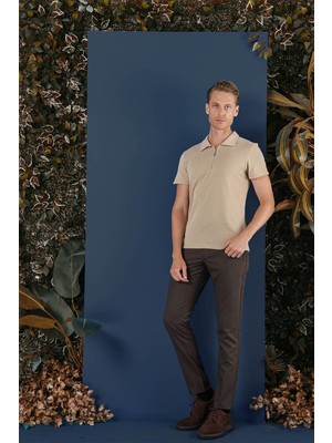 Efor Erkek TS 871 Slim Fit Bej Spor T-Shirt
