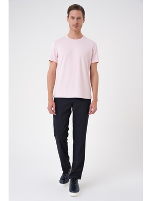 Efor Erkek Comfort Fit Bisiklet Yaka %97 Esnek Pamuklu Pembe Tişört TS 885