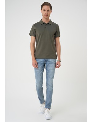 Efor Erkek TS 886 Slim Fit Haki Spor T-Shirt