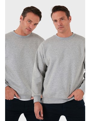 Buratti Regular Fit Bisiklet Yaka Şardonlu 2'li Paket Sweat Erkek SWEAT 5905255S2