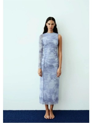 Allbucks Zara, Asimetrik Tek Kol Maksi Uzun Astarlı Tül Elbise ABZRA0007