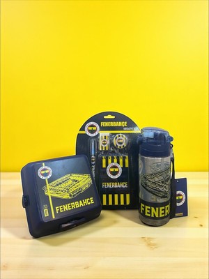 Fenerbahçe Taraftar Stad Figürlü 4 Bölmeli Beslenme Kutusu Stad Figürlü 500 ml Matara Kırtasiye Seti