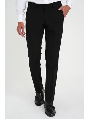 Efor Erkek Comfort Fit Beli Lastikli Esnek Siyah Pantolon P 1169