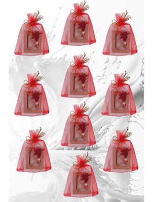 2'li Gelin Nedime Hediyelik Sabun Kese Kırmızı Tül Konseptli Misafir Hamam Seti 5 Adet Set