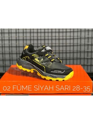 Çocuk Su Geçirmez Ortopedik Ayakkabı - Füme Siyah Sarı