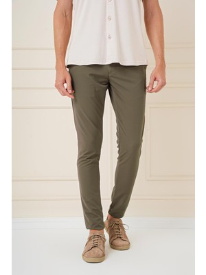 Efor Erkek Slim Fit Yan Cepli Düz Esnek Pamuk Casual Haki Pantolon P 1144