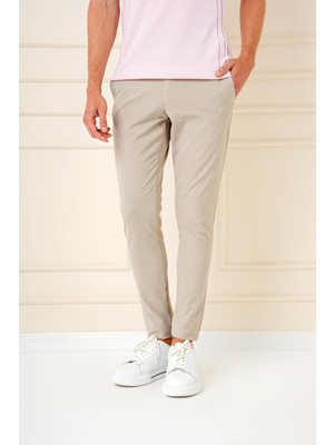 Efor Erkek Slim Fit Yan Cepli Düz Esnek Pamuk Casual Koyu Bej Pantolon P 1144