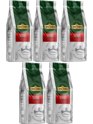 Jacobs Banquet Medium Espresso Beans Çekirdek Kahve 1000 gr x 5 Paket