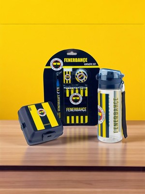 Fenerbahçe Taraftar Çubuklu 4 Bölmeli Beslenme Kutusu Çubuklu 500 ml Matara Kırtasiye Seti