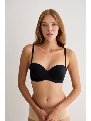 Balensiz Dolgulu Dikişsi, Straplez Lazer Sütyen 3303 Siyah