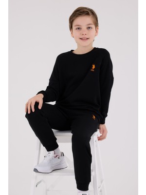 U.S. Polo Assn. U.S. Polo Assn Kids Erkek Eşofman Takımı US2221 Modeli 7-8 Yaş Siyah Renk Rahat Kalıp