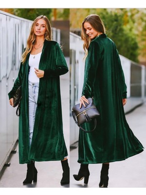 Kadın Uzun Kollu Önü Açık Kolları Uzun Midi Ceket