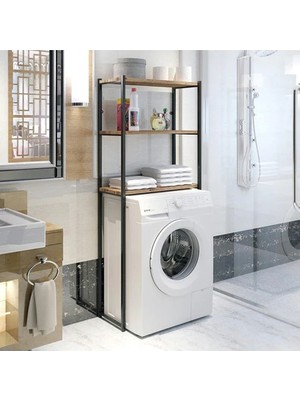 Çamaşır Makinesi Üstü Düzenleyici Raf Banyo Dolabı Rafı Makina Üstü Dolap Raf Ceviz