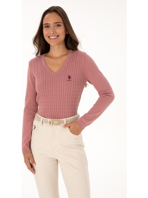 U.S. Polo Assn. Kadın Orkide V Yaka Basic Kazak 50307710-VR221