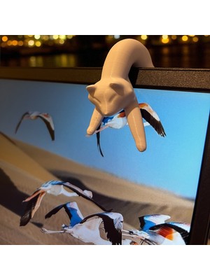 Laptop Monitör Üstü Kedi Figürü