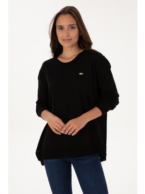 U.S. Polo Assn. Kadın Siyah Bisiklet Yaka Basic Kazak 50307735-VR046