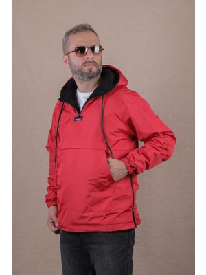 Kanguru Cepli Kürklü Erkek Yağmurluk Mont