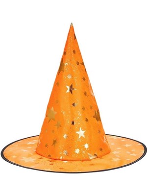 Desenli Cadı Şapkası Turuncu