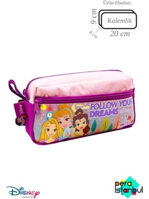 Çift Fermuar Bölmeli Büyük Kapasiteli Kız Çocuklar Için Disney Prenses Serisi Kırtasiye Kalem Kutusu