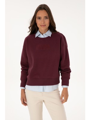 U.S. Polo Assn. Kadın Bordo Bisiklet Yaka Basic Sweatshirt 50307752-VR177