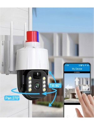 Güneş Enerjili Alarmlı Çakarlı Dış Mekan Güvenlik Kamerası