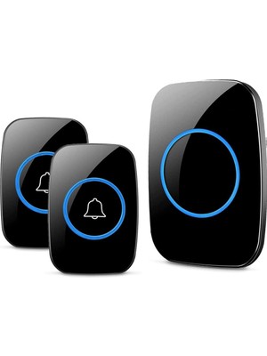 Kablosuz Kapı Zili 2 Buton 1 Alıcı LED Işıklı 300 Metre Mesafe 60 Melodi Ev Ofis Depo