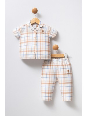 U.S. Polo Assn. Kız Bebek Beyaz Ekose Desenli 2'li Pijama Takımı 50322877-VR013