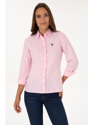 U.S. Polo Assn. Kadın Pembe Uzun Kollu Basic Gömlek 50316711-VR041
