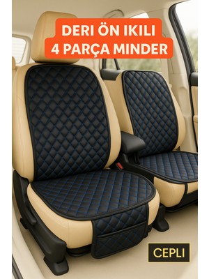 Ford Tourneo Connect 2013 ve Sonrası Uyumlu Suni Deri Oto Koltuk Minderi Silinebilir Leke Tutmaz Kapitone 2'li Siyah Mavi