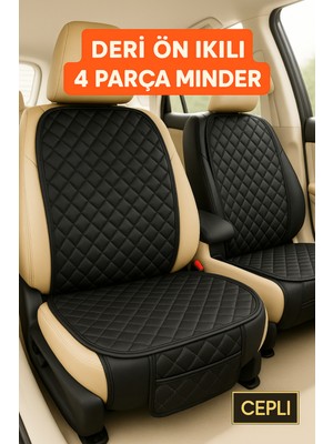 Audi A3 1996-2003 Uyumlu Suni Deri Oto Koltuk Minderi Silinebilir Leke Tutmaz Kapitone 2'li Siyah