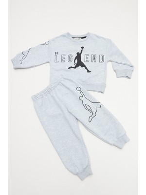 Yazı ve Basketbolcu Baskılı Erkek Çocuk 2 Li Takım
