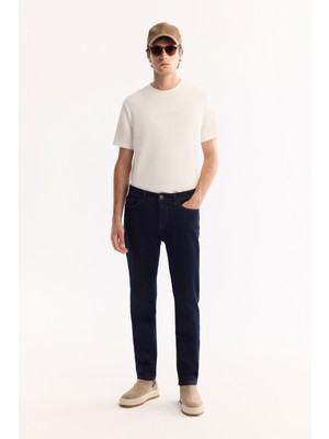 AVVA Erkek Lacivert Klasik Bel Pamuklu Rins Yıkamalı Berlin Slim Fit Jean Pantolon A52Y3531
