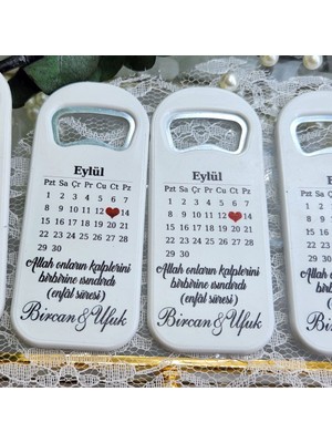 30 Adet Takvim Baskılı Baskılı Dikey Açacak Magnet 4,5X10,5 cm Uv Nikah Şekeri Nişan Hediyeği