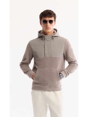 AVVA Erkek Gri Kapüşonlu Soft Touch Polar Regular Fit Sweatshirt A52Y1268